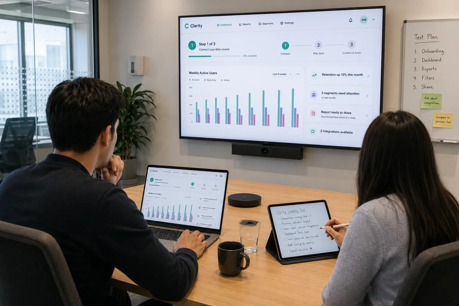 User testing session with the redesigned Clarity dashboard